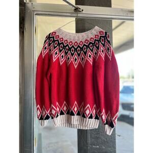 Vintage 1980's Gap Kids Red Fair Isle Sweater Size XL